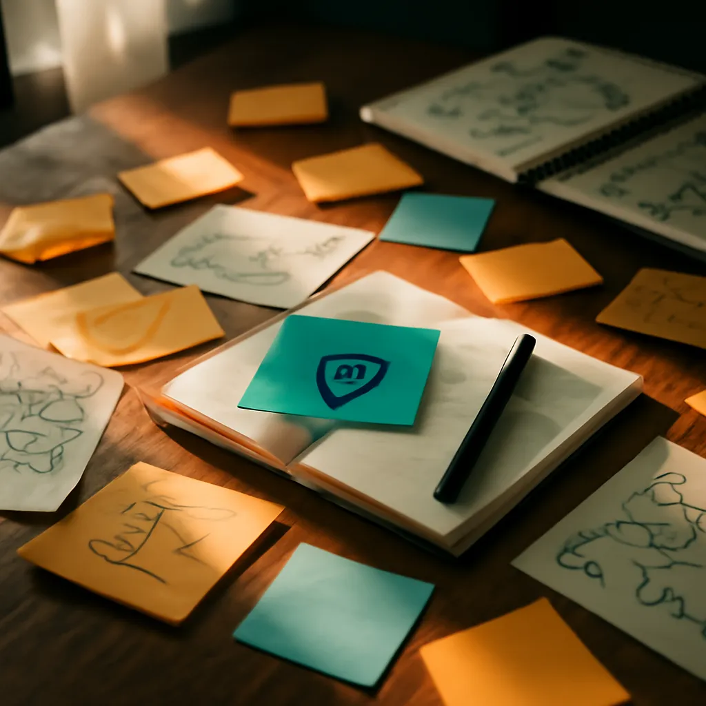 Creative process with brainstorming materials