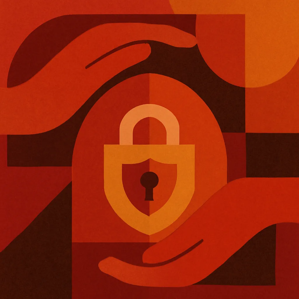 Security symbols like a lock and shield