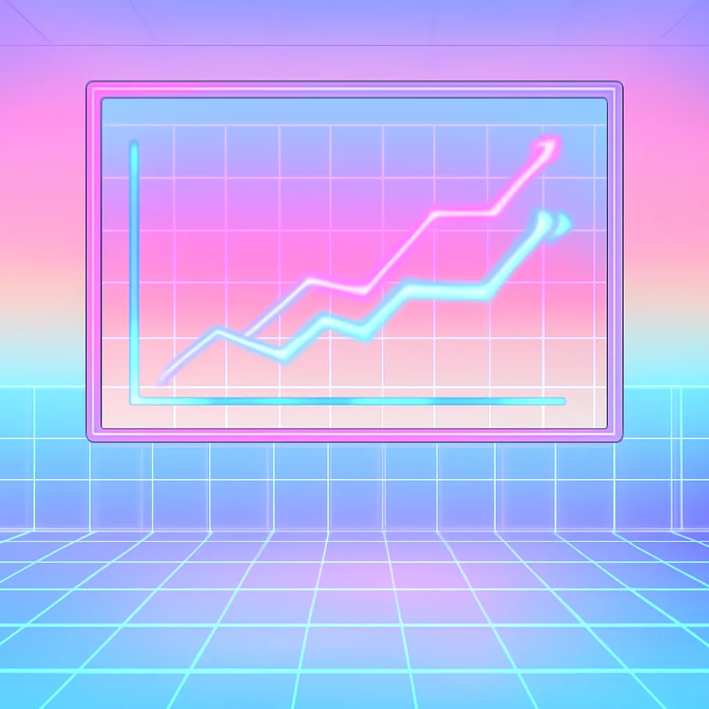 Digital graph showing sales increase and user satisfaction metrics