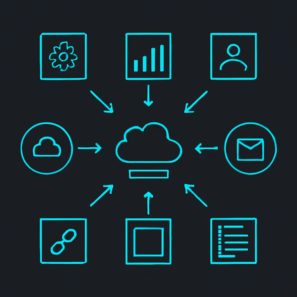 Conceptual diagram of tool integration in a SaaS application.