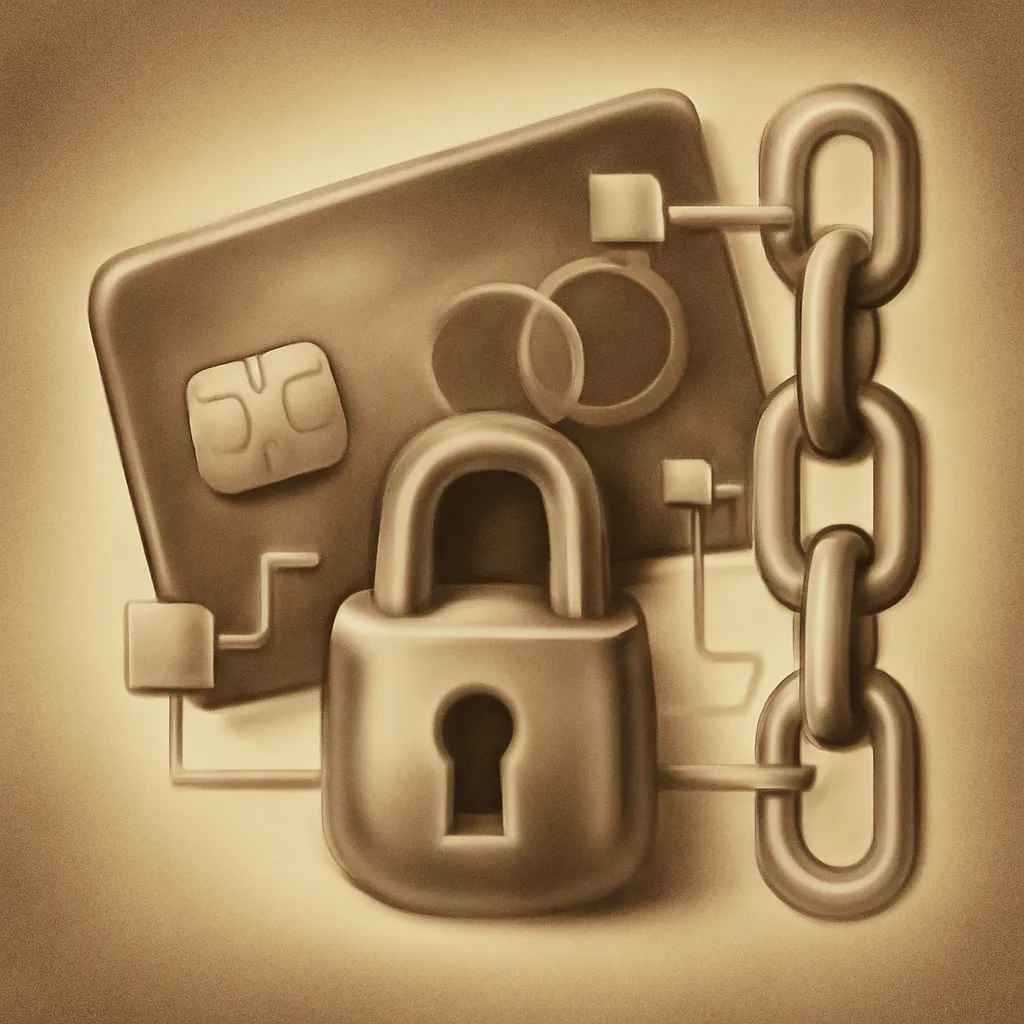 Abstract representation of a secure digital transaction.