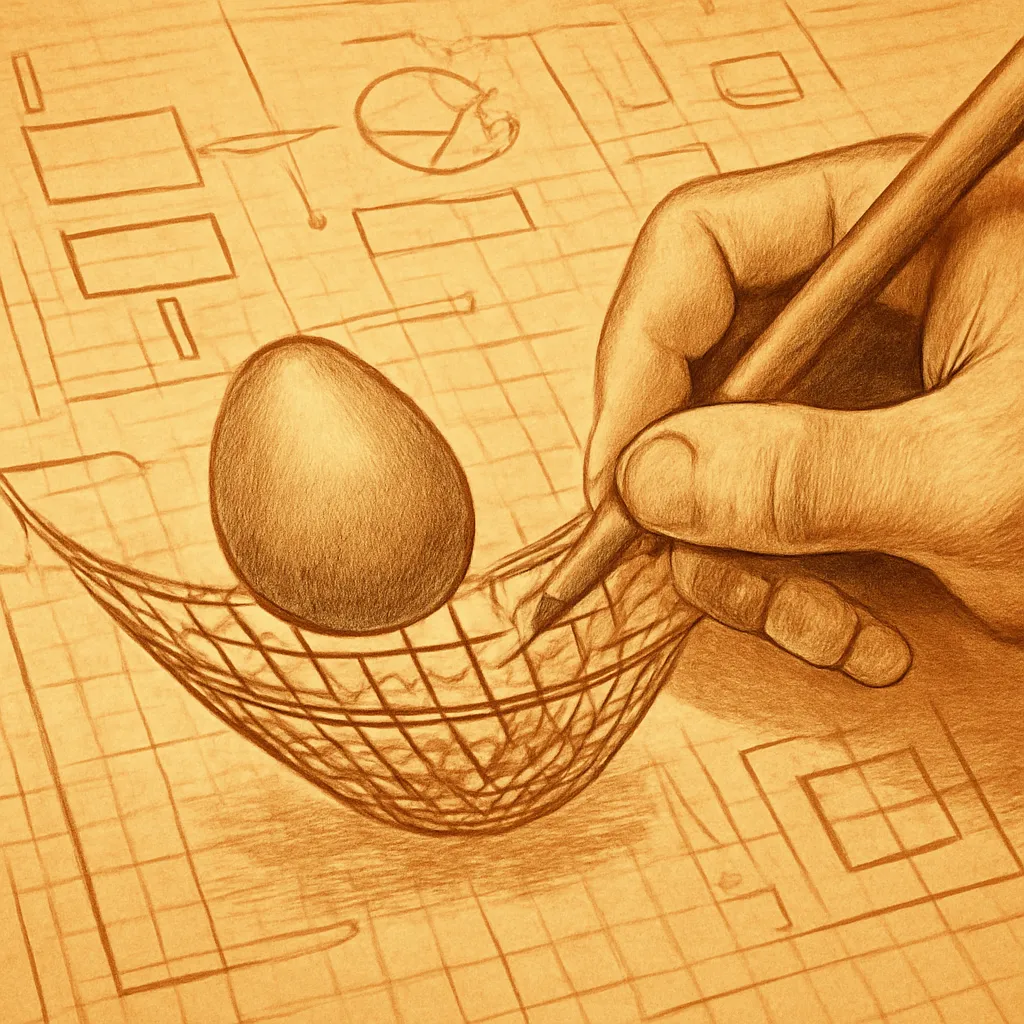 Mano dibujando una idea de producto en un cuaderno