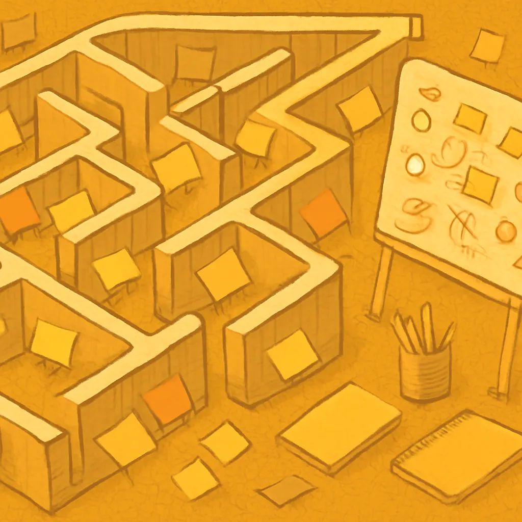 Creative workspace with sticky notes