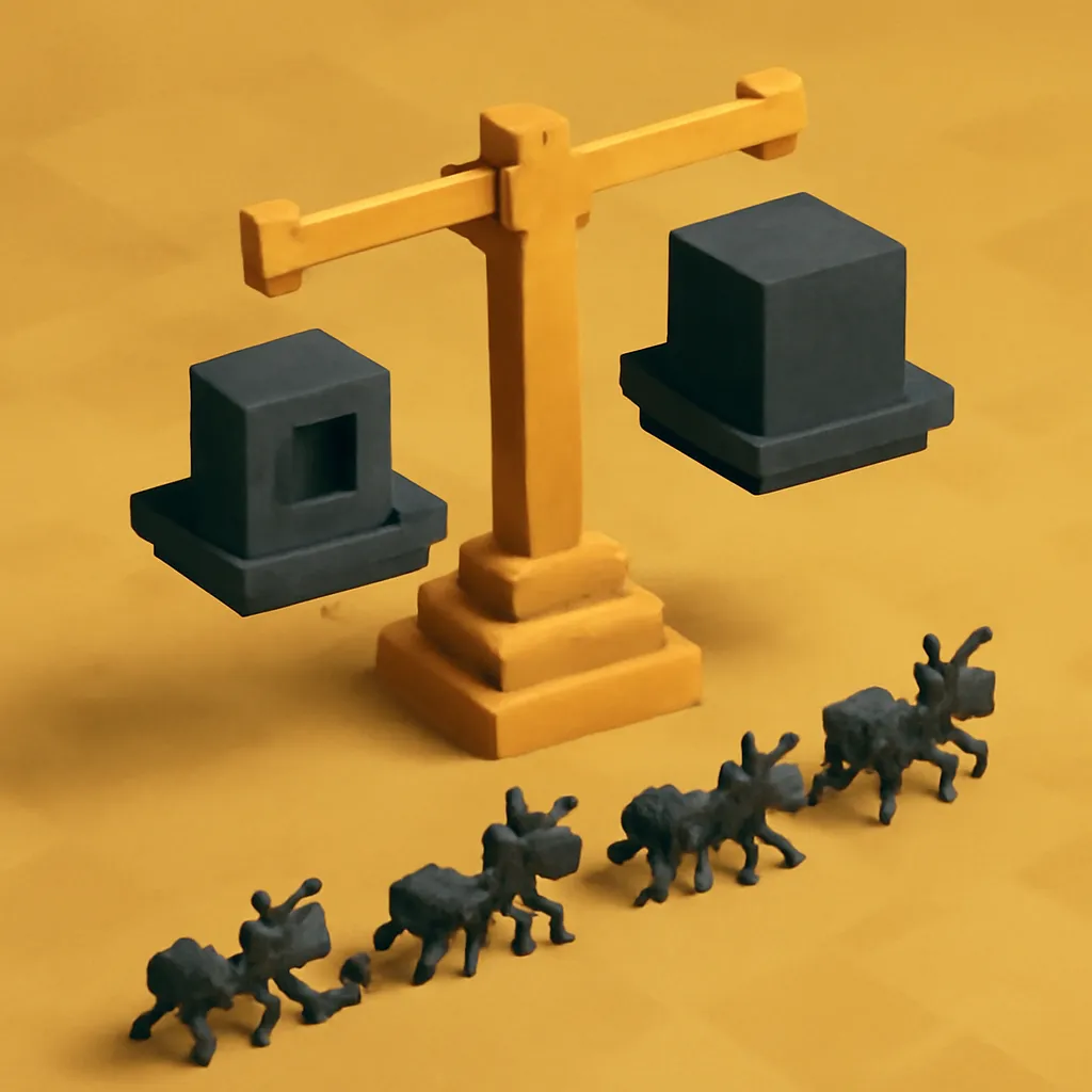 Illustration of a scale representing open source and commercial licenses.