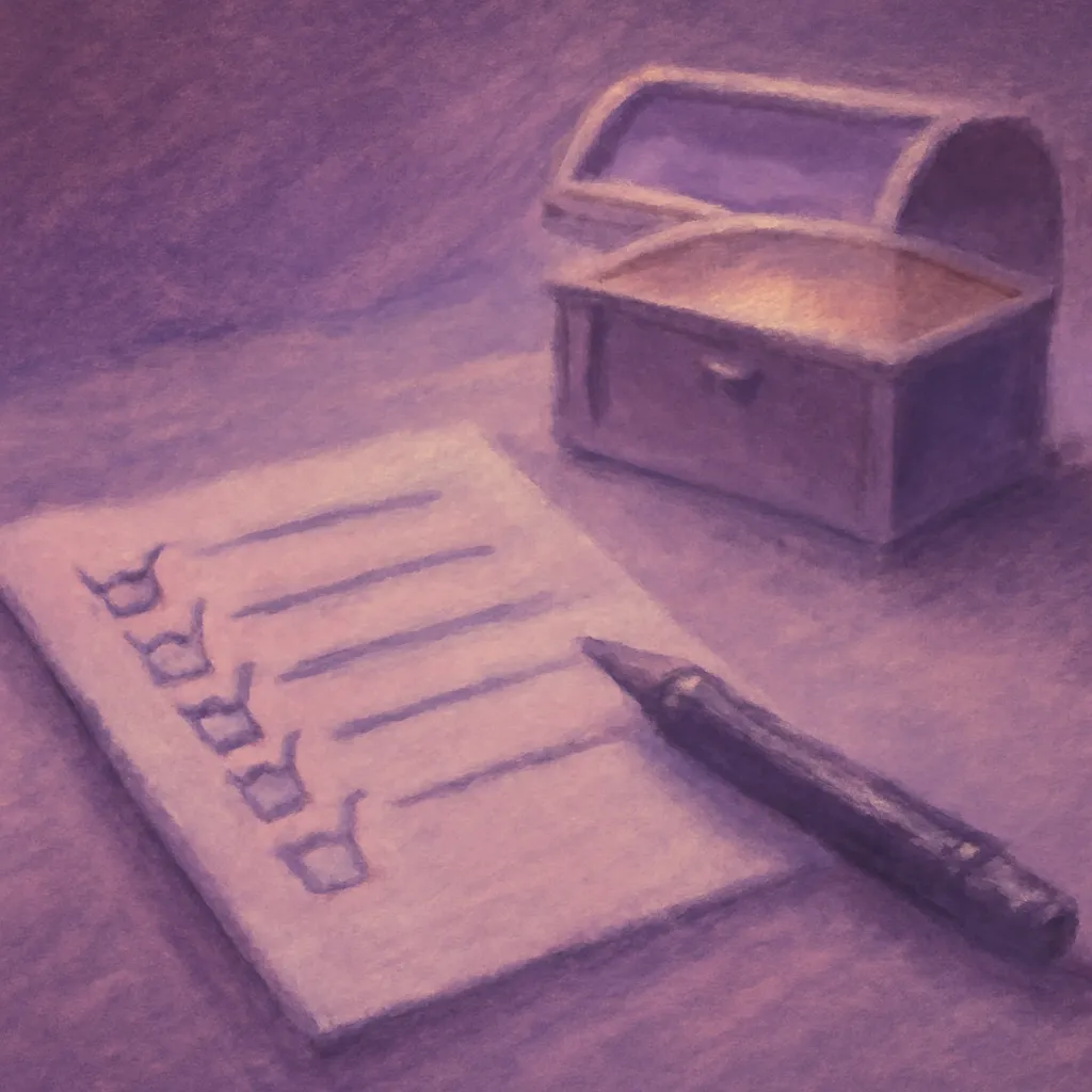 Checklist on a desk emphasizing the organization of a wishlist.