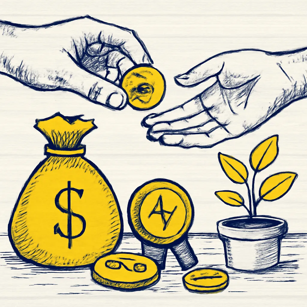 Token exchange as a symbol of referrals.