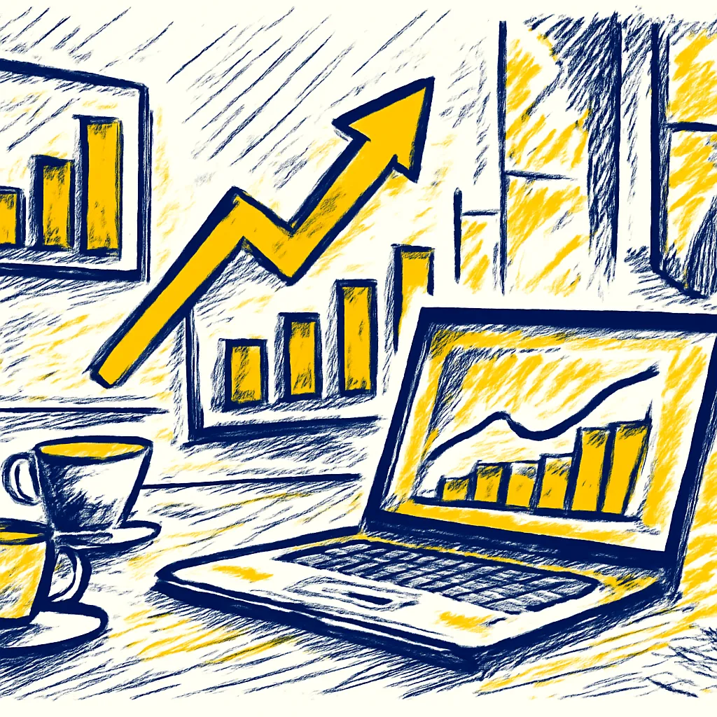Workspace showing business growth metrics.