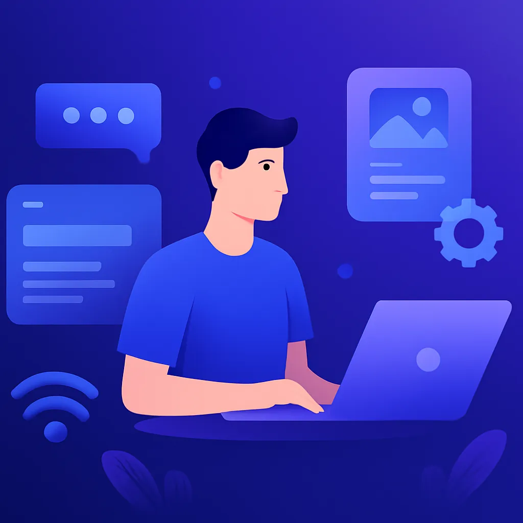 Illustration of a developer working on a project