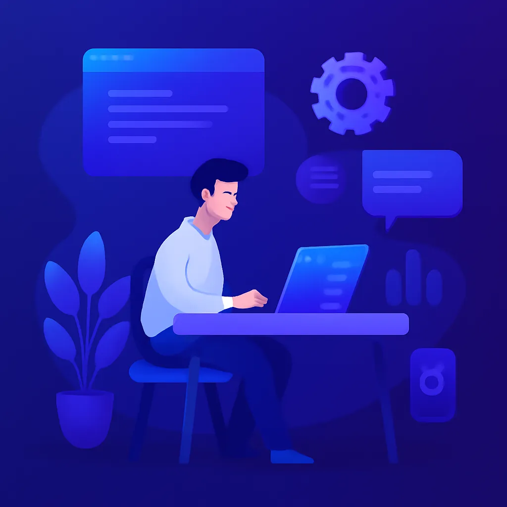Illustration of a community of makers collaborating