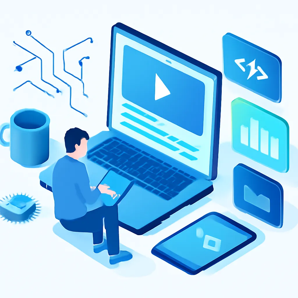 Illustration depicting software development process