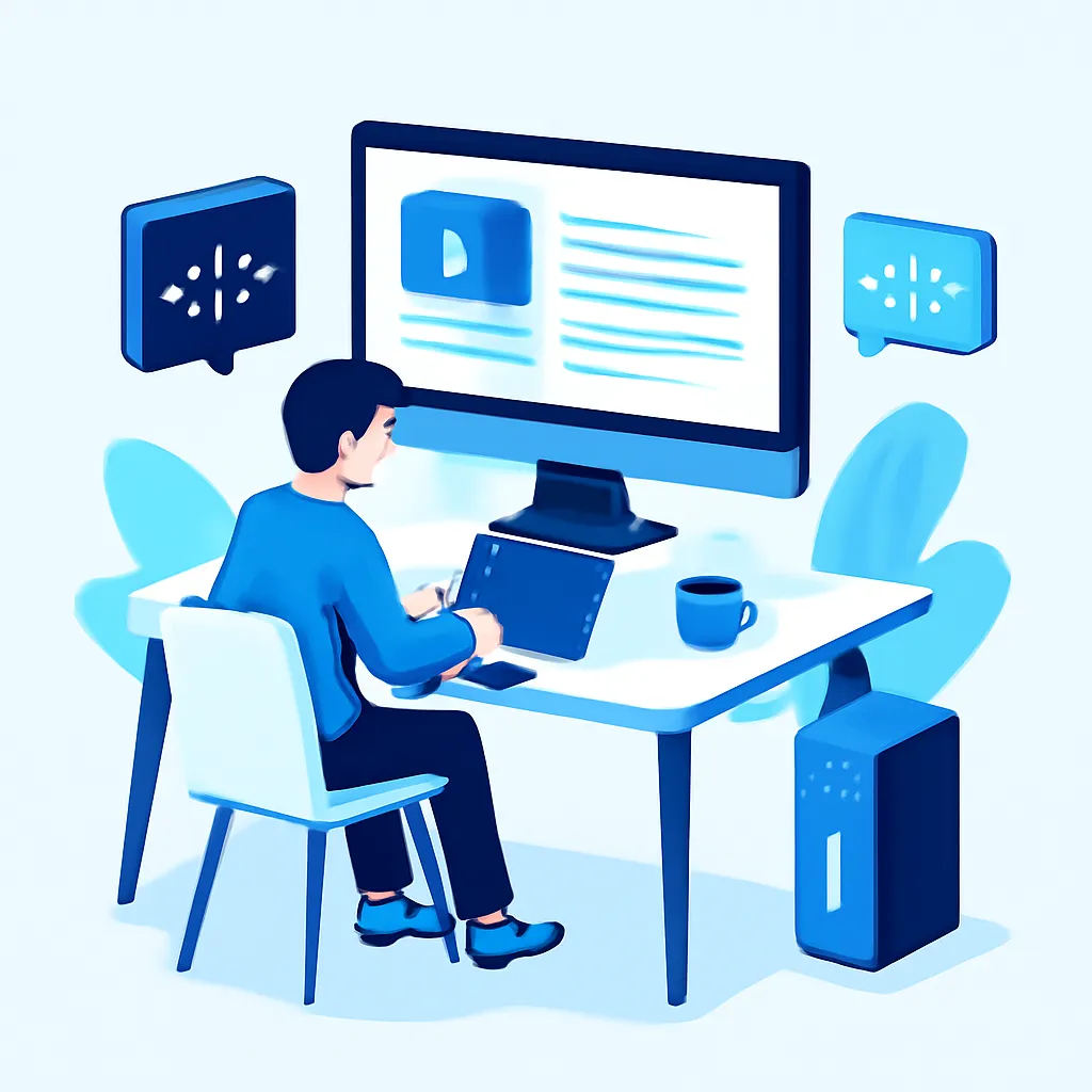 Illustration showing collaborative coding and teamwork