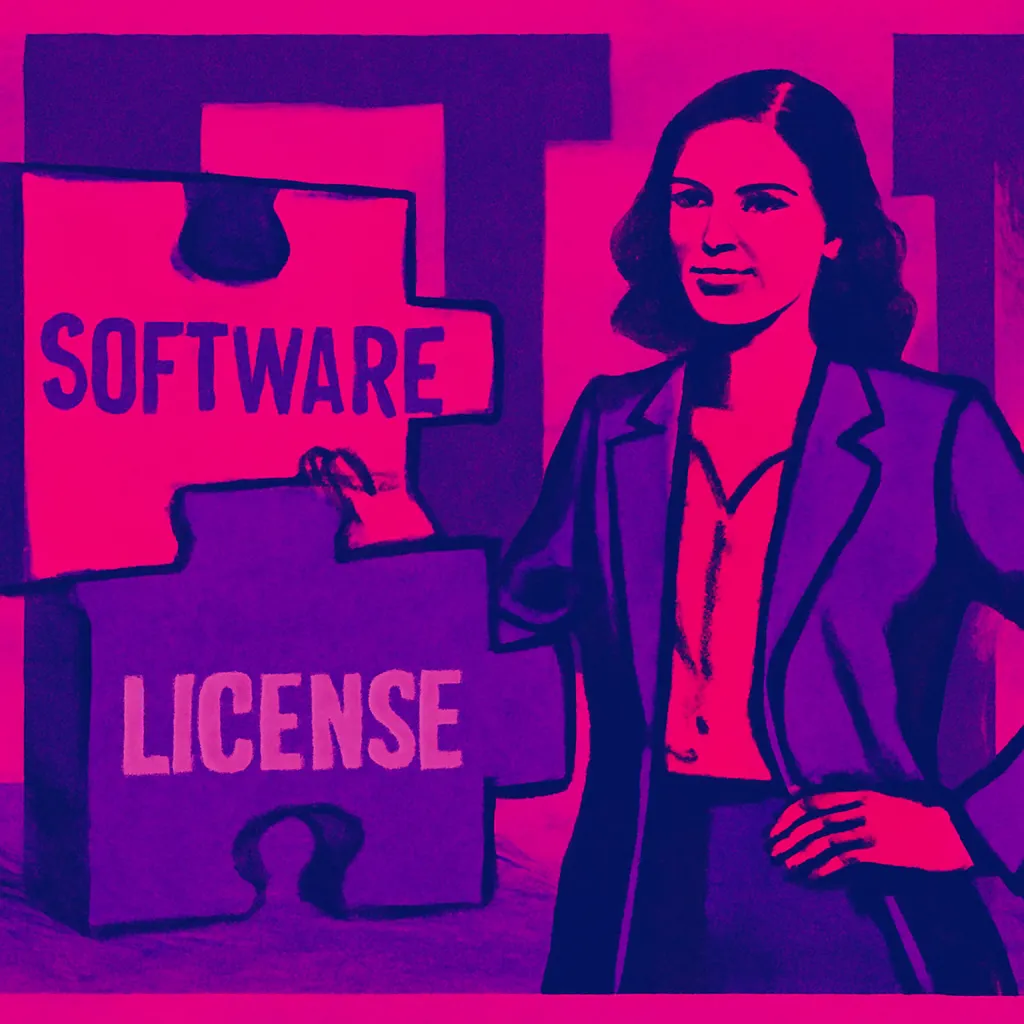 Abstract representation of software licenses as puzzle pieces.