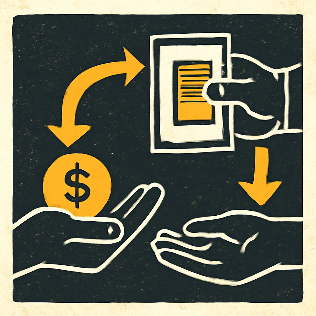 Diagram of the escrow process in transactions.