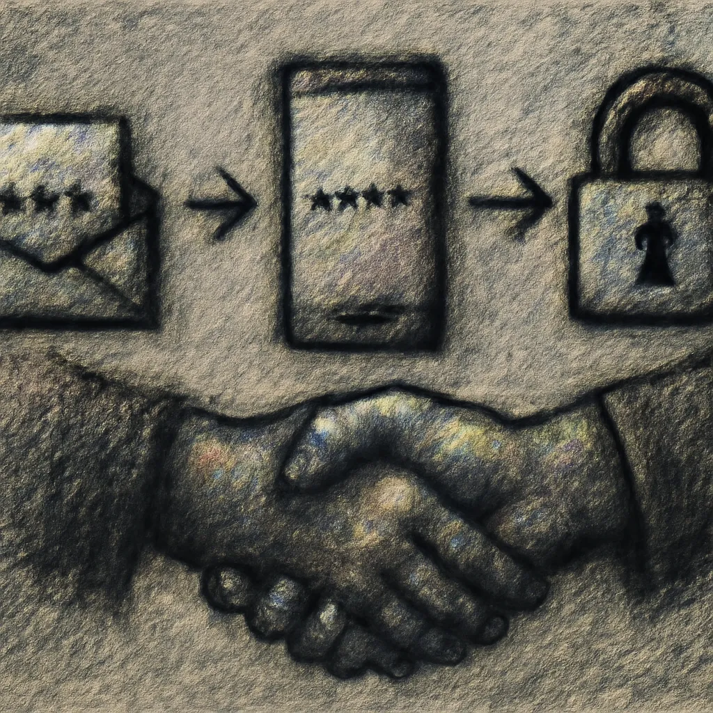 Diagram showing the passwordless login process with email codes.