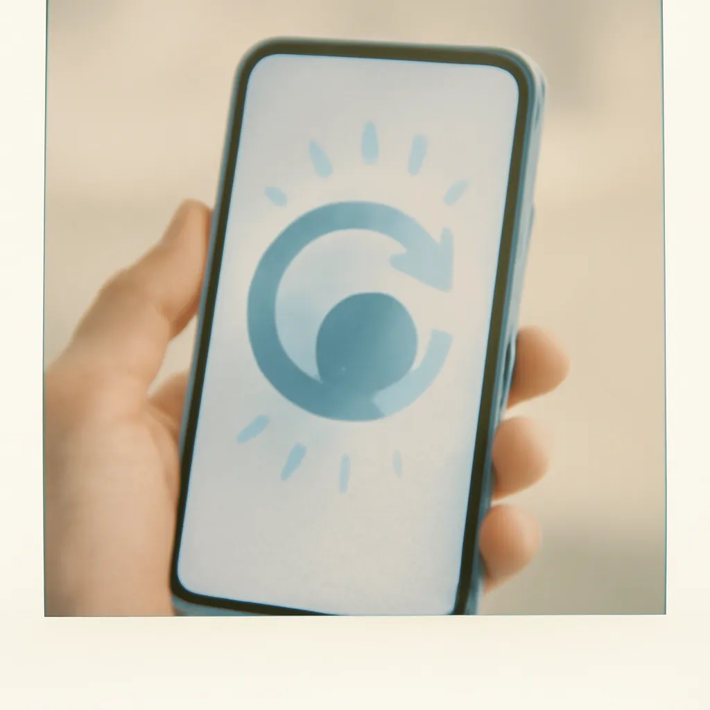 Hand holding a smartphone with a reactivated app and vibrant graphics.