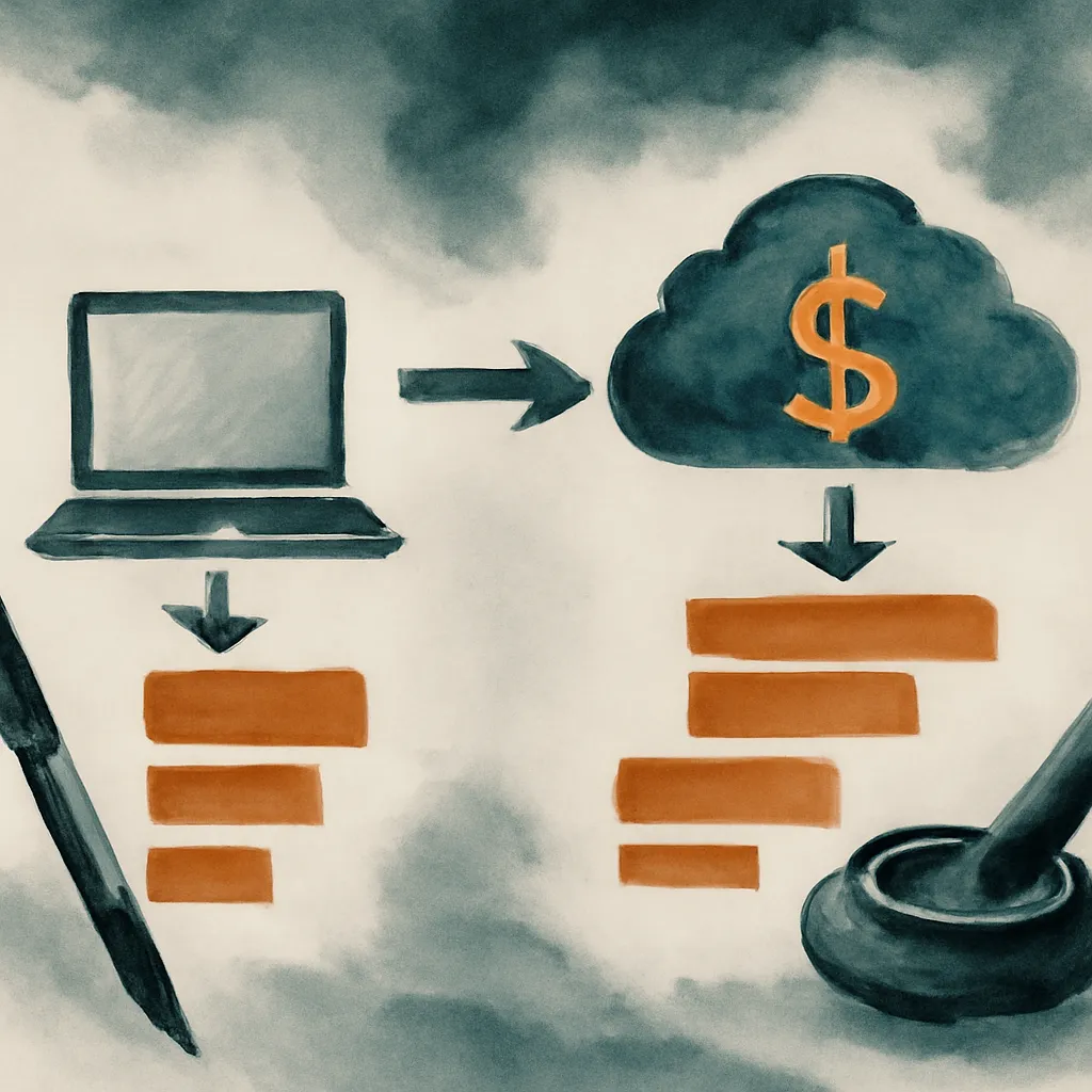 Diagrama comparativo entre plantillas de software y modelos de precios SaaS.