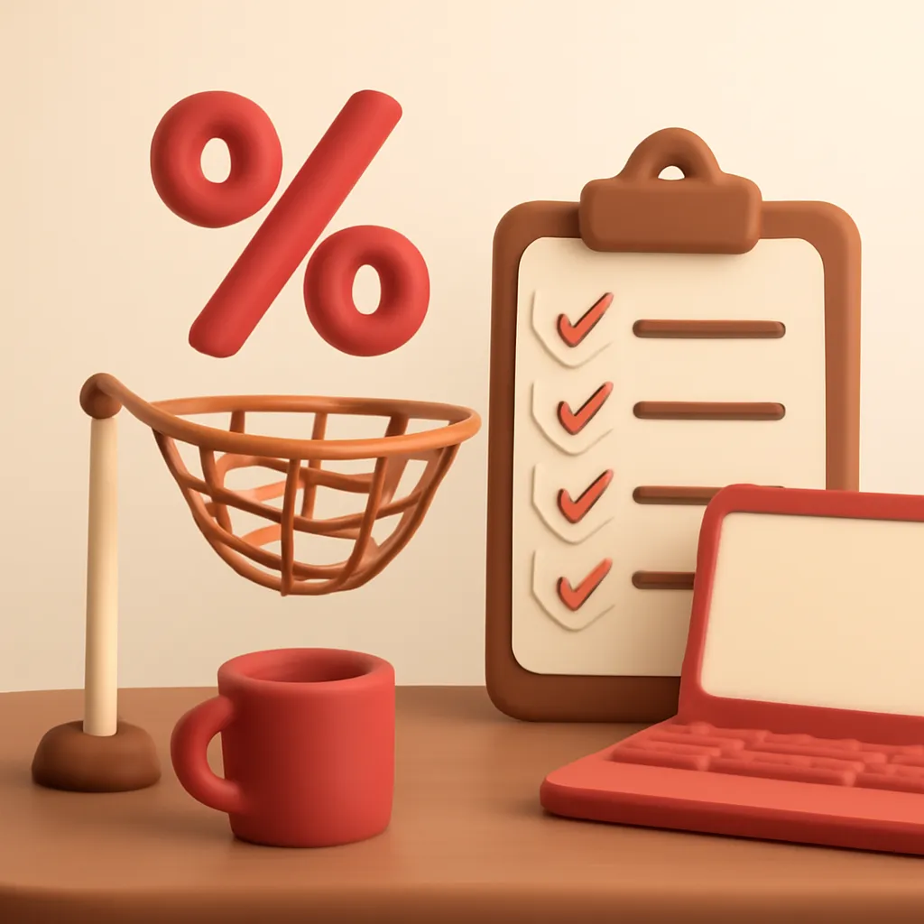 Cheerful environment in a digital space with a checklist of best practices for promotions with discounts.