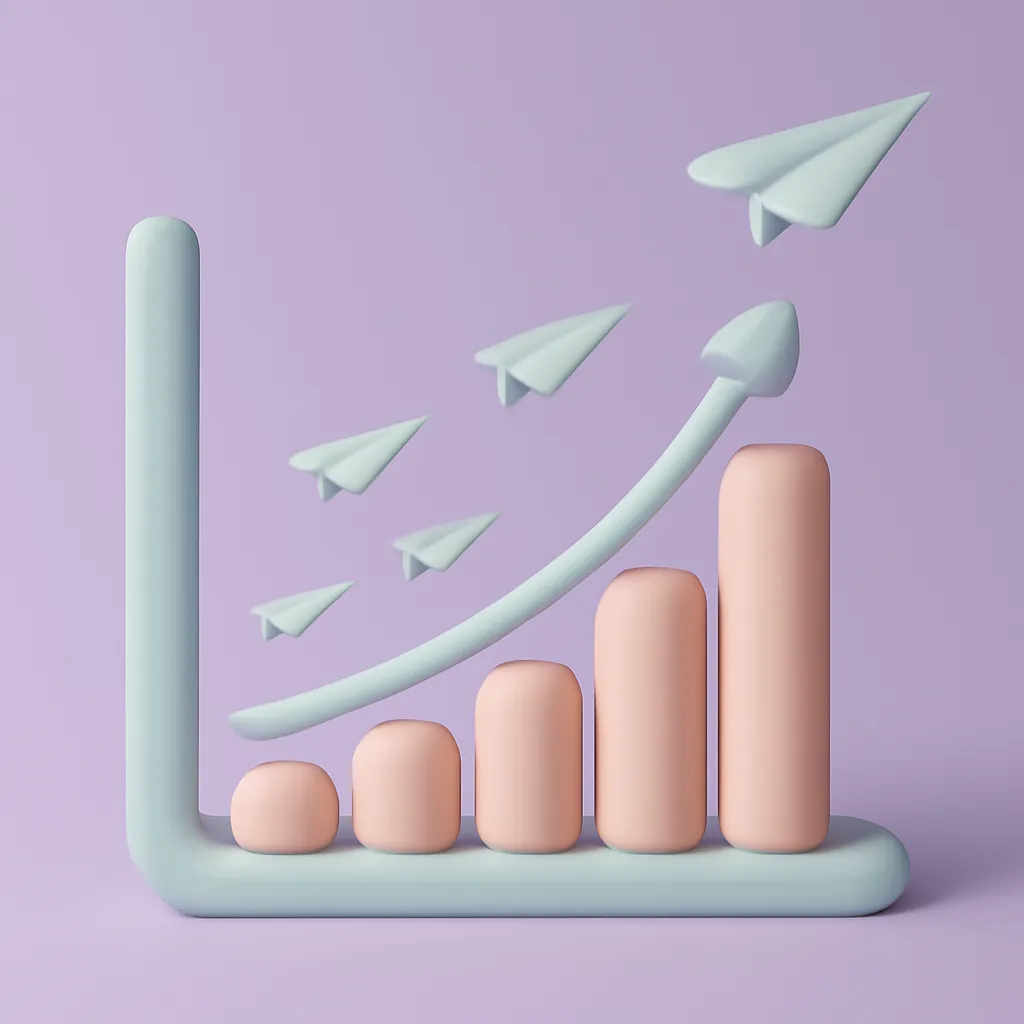 Graph showing increasing sales figures.