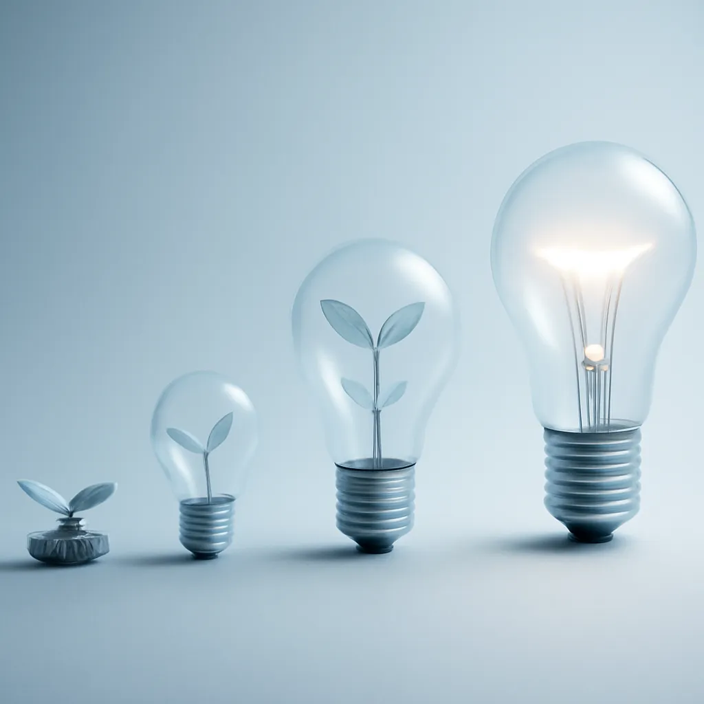 Abstract representation of light bulbs and ideas, illustrating creative innovation through generative AI.