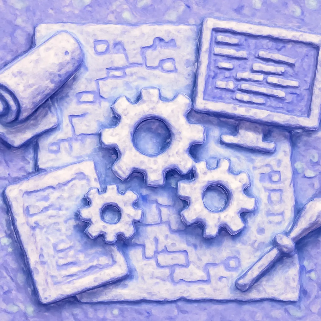 Abstract representation of automation in software development.