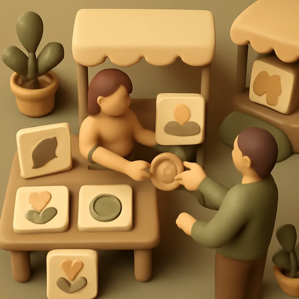 Marketplace featuring digital art and stablecoin transactions.