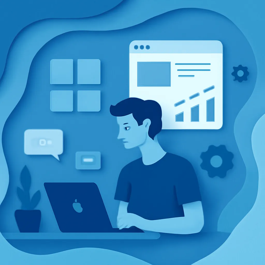 Illustration of a developer collaborating with AI